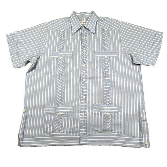 Manolo Guayabera Style Men's button down Shirt With pockets Size - Picture 1 of 13